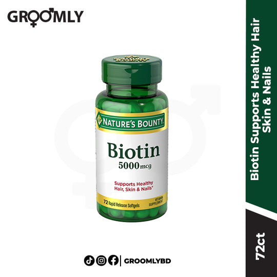 Nature's Bounty Biotin, Supports Healthy Hair, Skin and Nails, 5,000 mcg 72 Ct