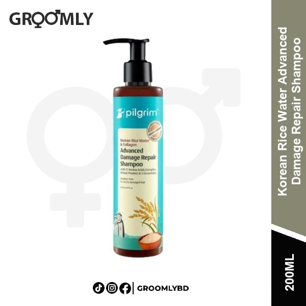 Pilgrim Korean Rice Water & Collagen Advanced Damage Repair Shampoo 200ML available in Bangladesh