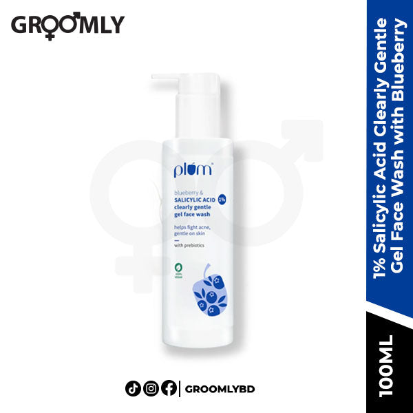 Plum 1% Salicylic Acid Clearly Gentle Gel Face Wash 100 ml for acne-prone skin