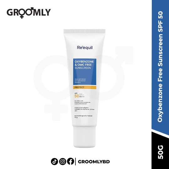 Re'equil Oxybenzone Free Sunscreen SPF 50 For Oily, Acne Prone Skin- 50g