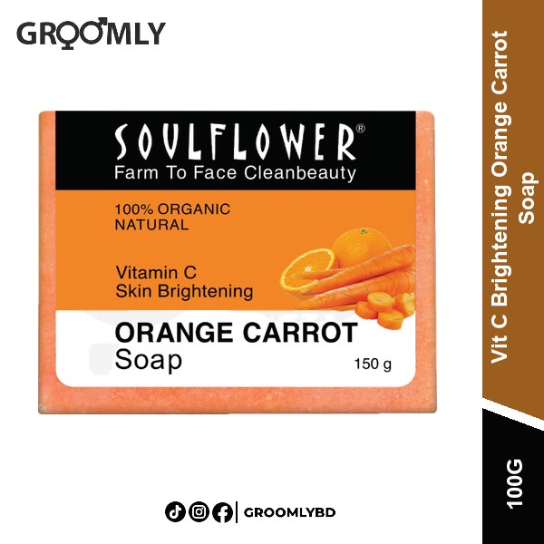 Soulflower Vit C Brightening Orange Carrot Soap 100g available in Bangladesh