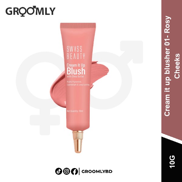 Swiss Beauty Cream it up blusher 01- Rosy Cheeks 10g available in Bangladesh