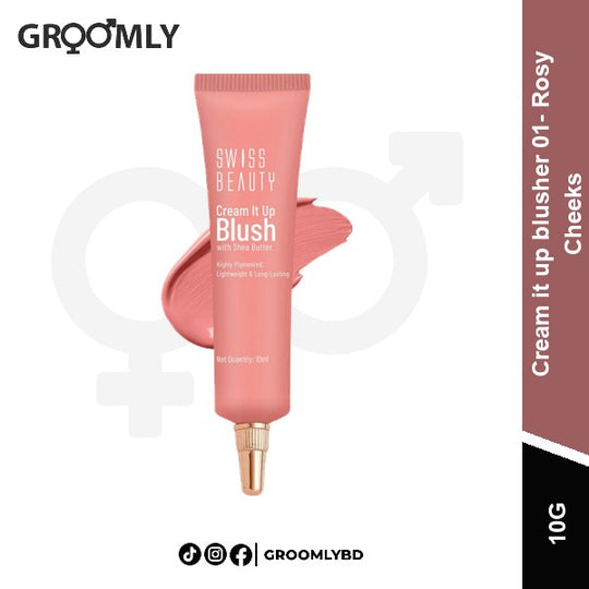 Swiss Beauty Cream it up blusher 01- Rosy Cheeks 10g available in Bangladesh