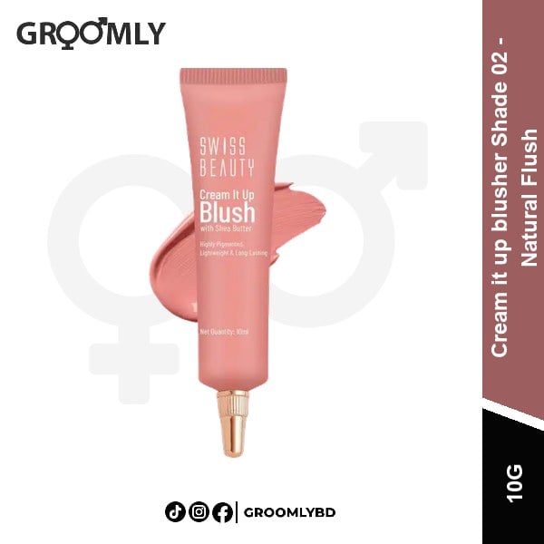 Swiss Beauty Cream it up blusher Shade 02 - Natural Flush 10g available in Bangladesh