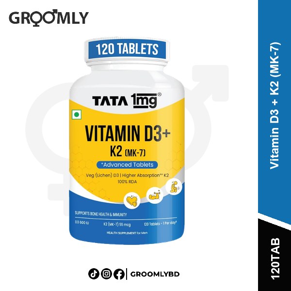 Tata 1mg Vitamin D3 + K2 (MK-7) 120 Tablets available in Bangladesh