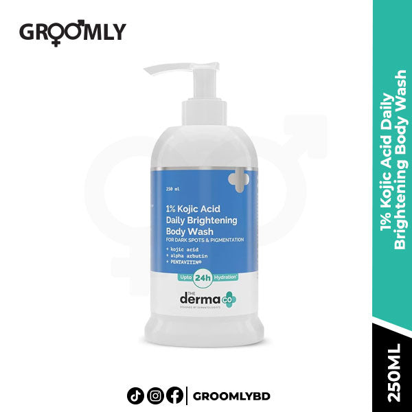 The Derma Co 1% Kojic Acid Daily Brightening Body Wash with Alpha Arbutin For Dark Spots & Pigmentation - 250ml