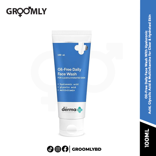 The Derma Co Oil-Free Daily Face Wash With Hyaluronic Acid, Glycolic Acid & Multivitamins for Clear & Hydrated Skin - 100ml