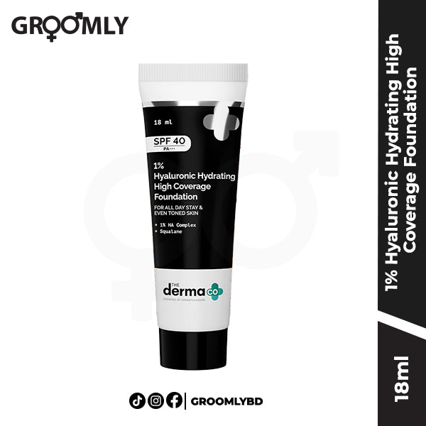 The Derma co 1 Hyaluronic Hydrating High Coverage Foundation - 18ml (02 Nude, 18Ml)