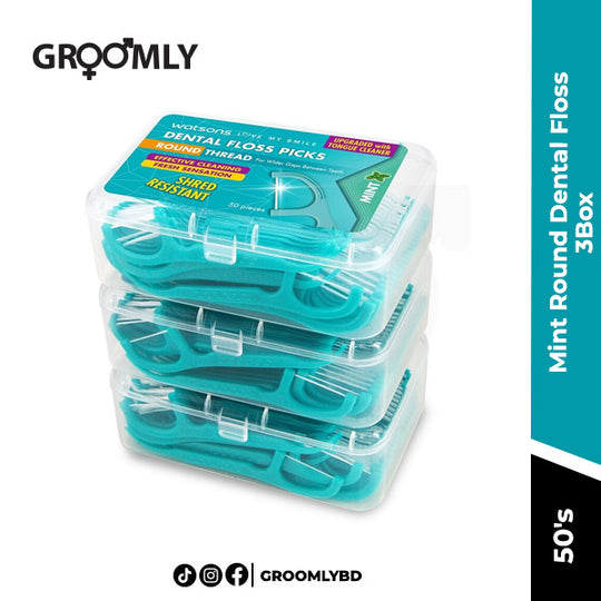Watsons Mint Round Dental Floss 50'sx3Box