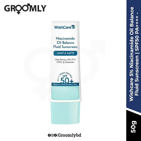 Wishcare 5% Niacinamide Oil Balance Fluid Sunscreen | SPF50 PA++++ - 50g